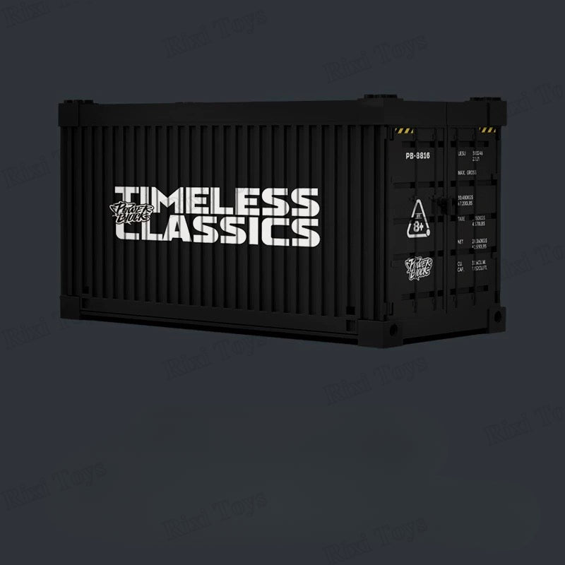 Black container with 'Timeless Classics' branding on a dark background