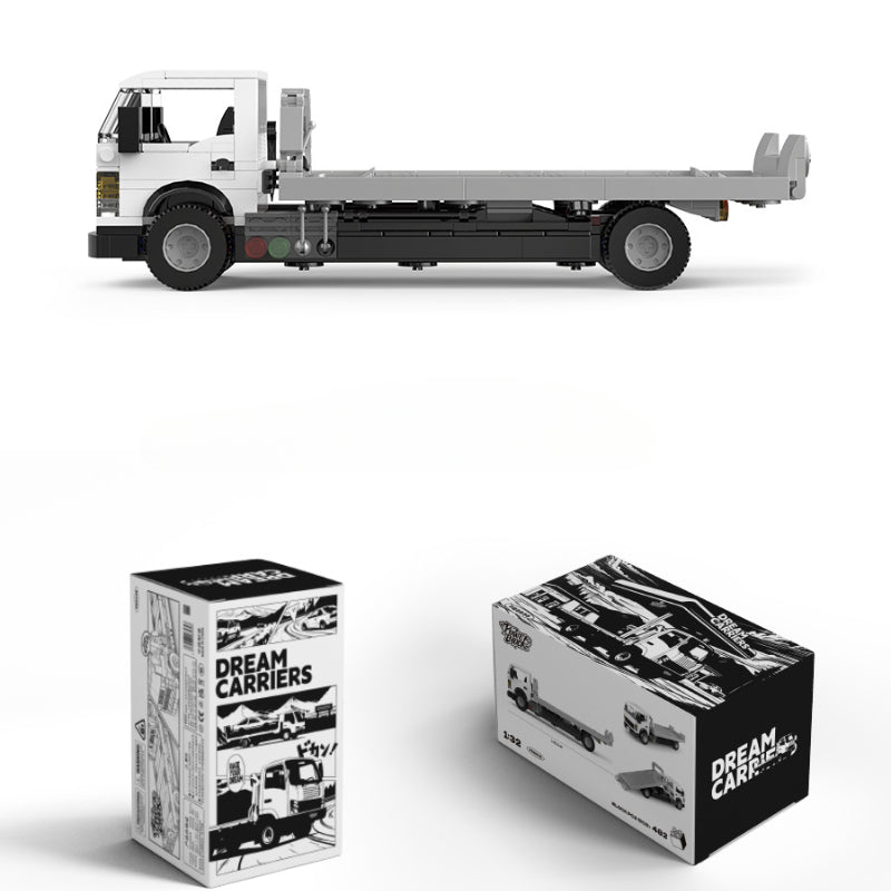 Model truck and packaging with 'Dream Carriers' branding on a white background