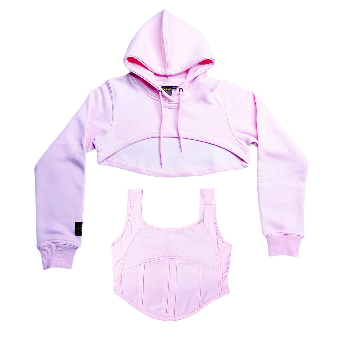 Dropped Shoulder Hoodie & Corset Set