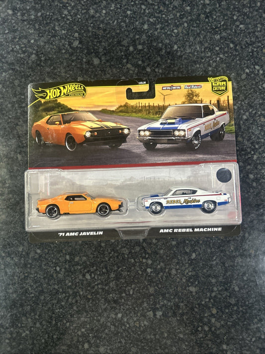 HOT WHEELS PREMIUM 2 PACK ‘71 AMC JAVELIN AND AMC REBEL MACHINE
