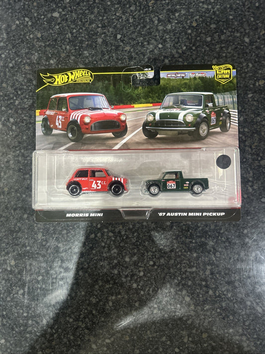 Hot Wheels Premium Car Culture 2 Pack – Morris Mini / ’67 Austin Mini Pickup