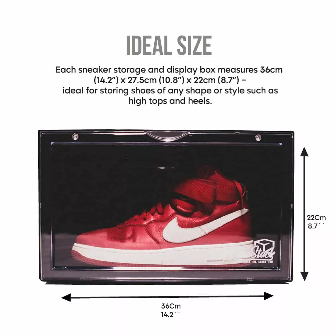 Shoe Display Case | Large Black Side Drop Shoe Crates | X2 OR X6 PACK