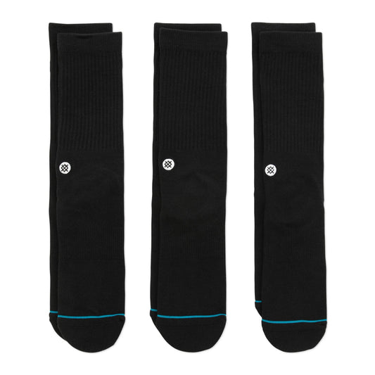 STANCE - ICON CREW SOCK 3 PACK (BLACK)