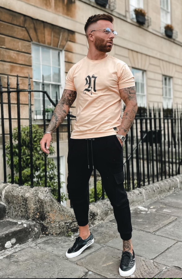 Contrast Clothing Worthing men's peach logo tee streetwear