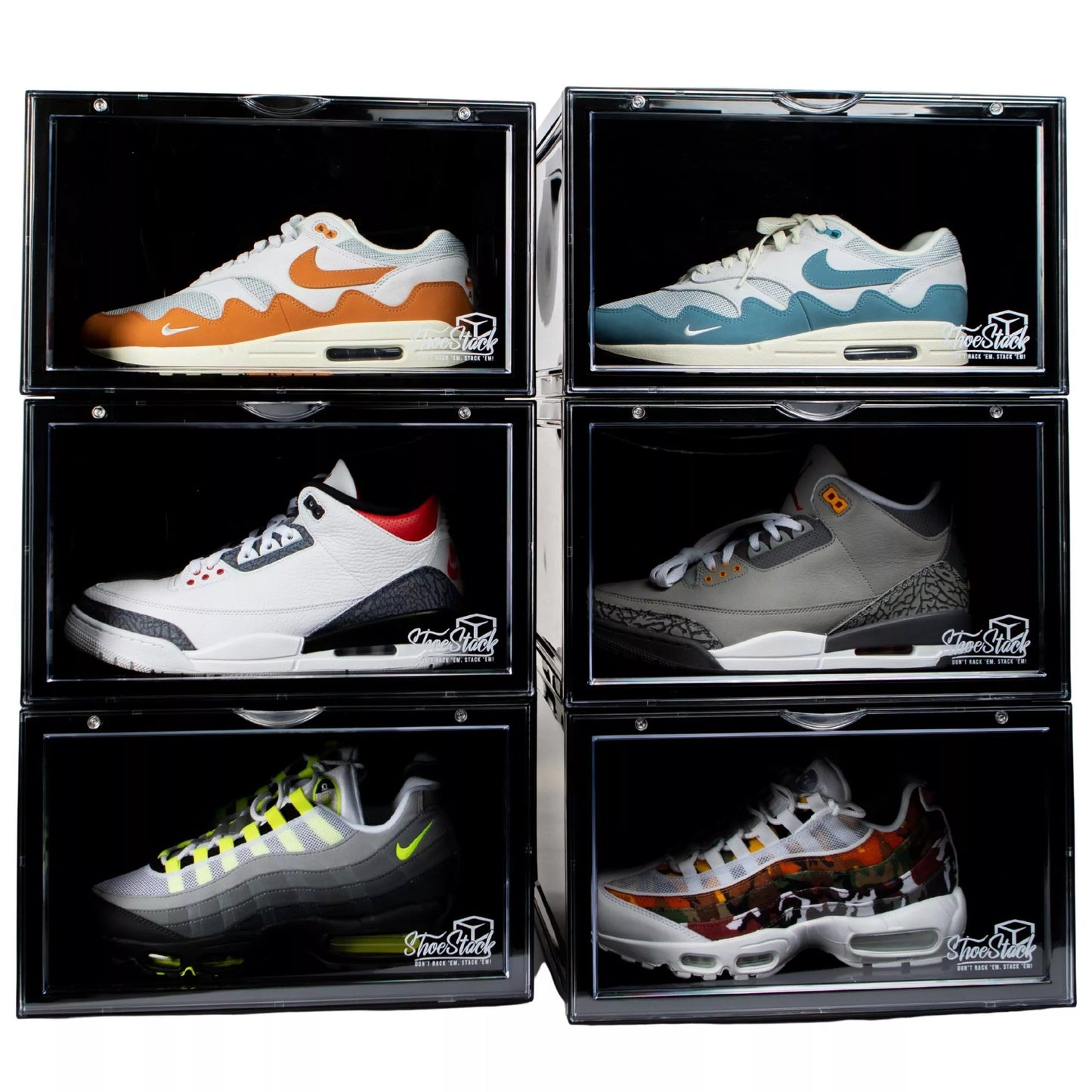 Shoe Display Case | Large Black Side Drop Shoe Crates | X2 OR X6 PACK