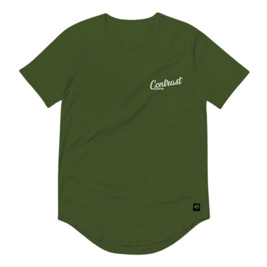 Khaki Green Long Hem T-Shirt