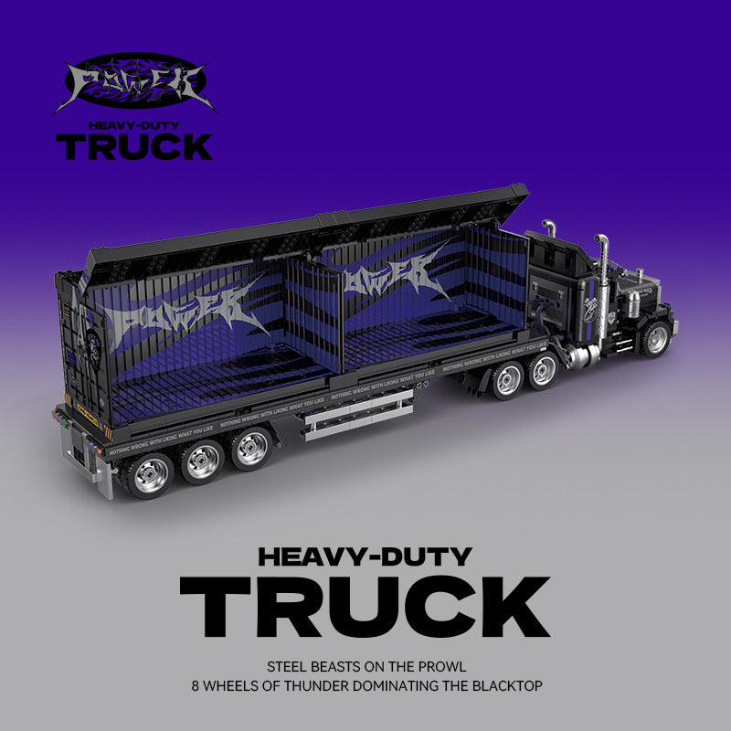 Model of a heavy-duty truck with 'Power' branding on a purple and gray gradient background.