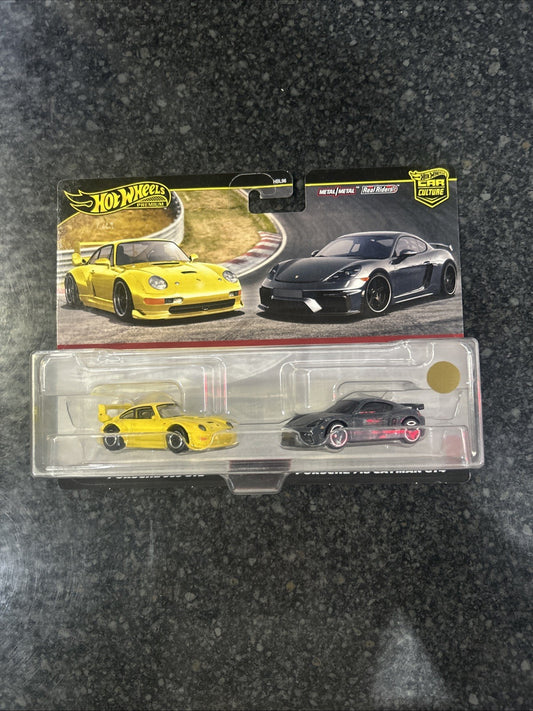 Hot Wheels Premium Twin Pack, Porsche 993 GT2 & Porsche 718 Cayman GT4