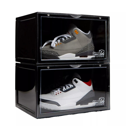Shoe Display Case | Large Black Side Drop Shoe Crates | X2 OR X6 PACK