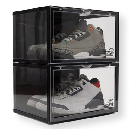 180° Shoe Display Case | Large Side Drop Shoe Crate | X2 Pack
