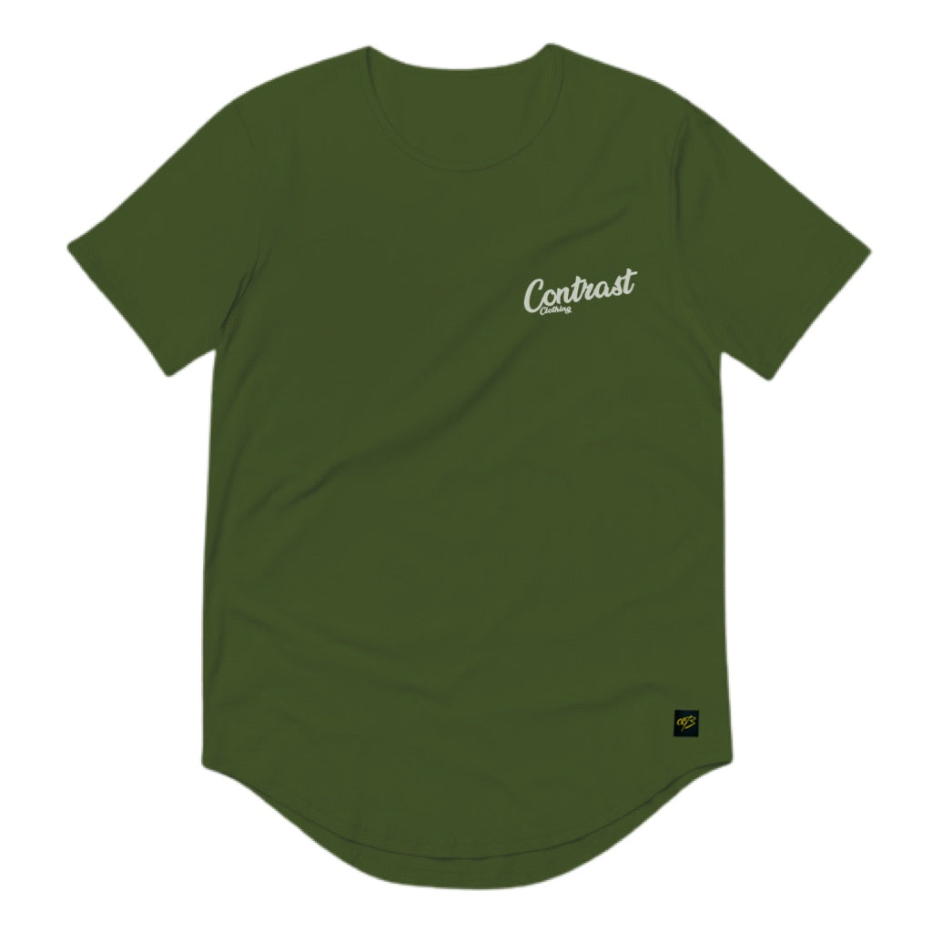 Khaki Green Relaxed Fit Long Hem T-Shirt