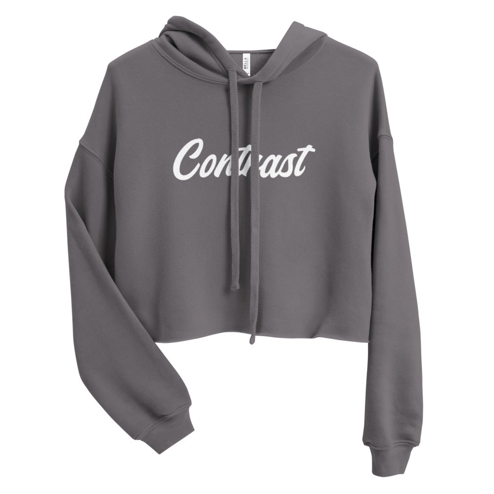 Contrast Clothing Worthing women's grey cropped hoodie logo