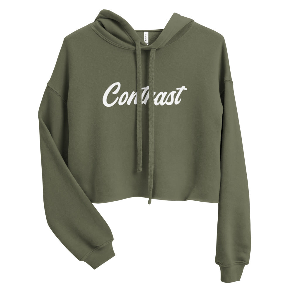 Contrast Clothing Worthing women's cropped hoodie military green logo